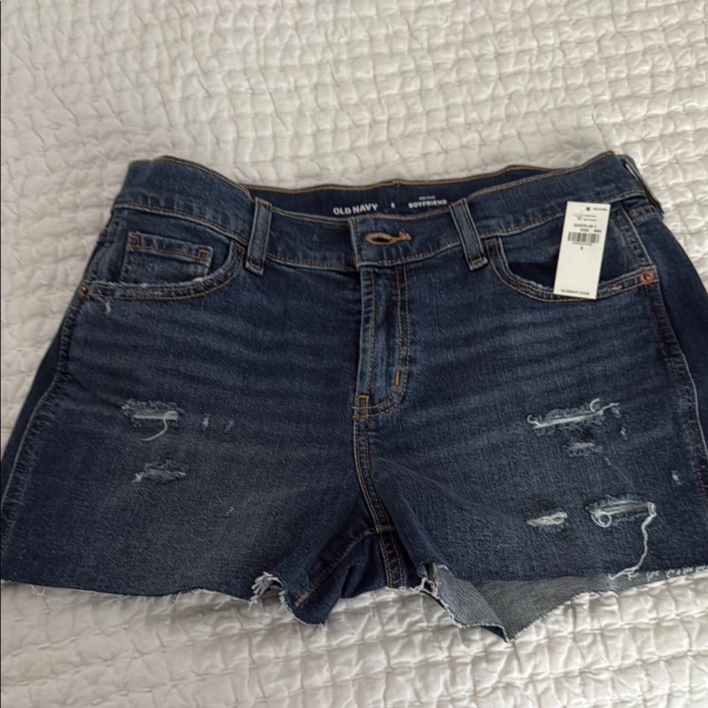 NWT Old Navy Women's Distressed Dark Blue Jean Shorts